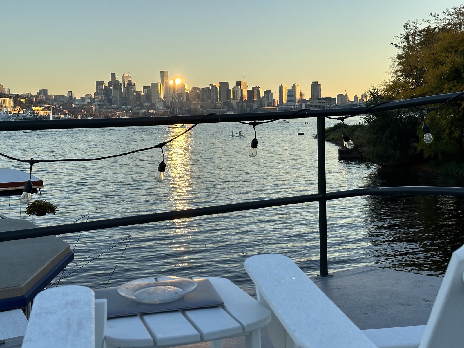 Rooftop deck with chairs